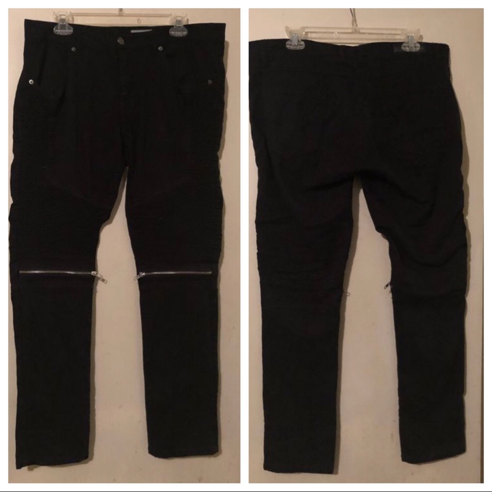 Rue21 black brand moto jeans flex skinny 34/32